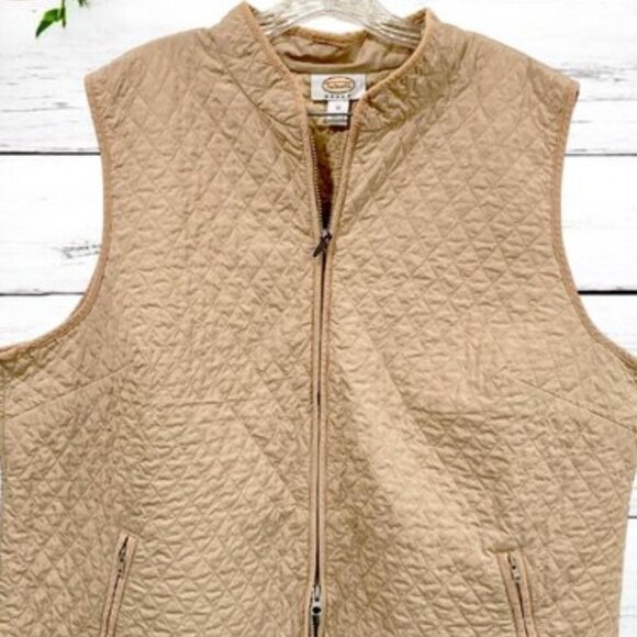 TALBOTS Vest Womens Quilted Zip Front Pockets Corduroy Trim Golden Tan size 3X - Picture 1 of 9